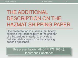 Responsibility of Hazmat Shippers: Additional Description Requirement