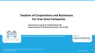 UAE Taxation Laws for Free Zone Companies