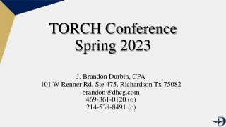 TORCH Conference Spring 2023 Updates and Topics