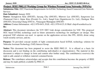 OCC Functional Requirements for IoT/IoL Technology in Connected Cars