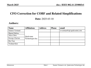 IEEE 802.11-25/0083r1: CFO Correction for COBF and Related Simplifications