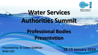 Water Services Authorities Summit by Dr. Lester Goldman