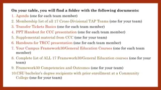 Transfer Tickets and Framework30 Overview at Connecticut Community Colleges