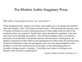 Arabic Imaginary Prose: Pre-Modern vs. Modern Novel Characteristics