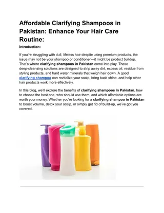 Affordable Clarifying Shampoos in Pakistan Enhance Your Hair Care Routine