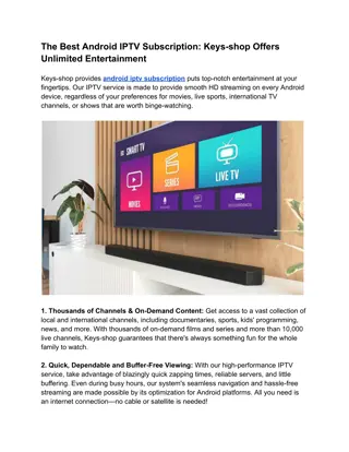 The Best Android IPTV Subscription Keys-shop Offers Unlimited Entertainment