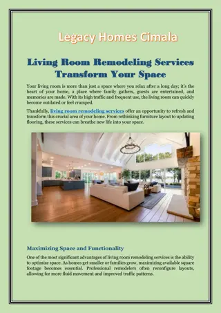 Expert Living Room Remodeling Services - Legacy Homes Cimala