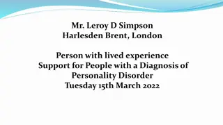 Personality Disorders and Support for Recovery