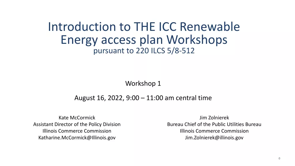 ICC Renewable Energy Access Workshop Overview