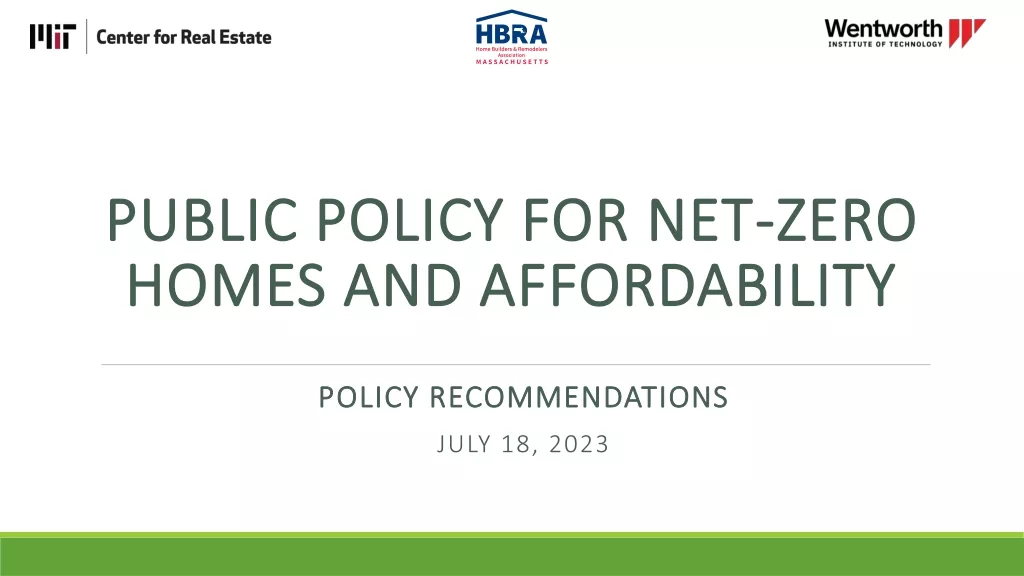 Strategies for Advancing Net Zero Homes and Affordability in Massachusetts