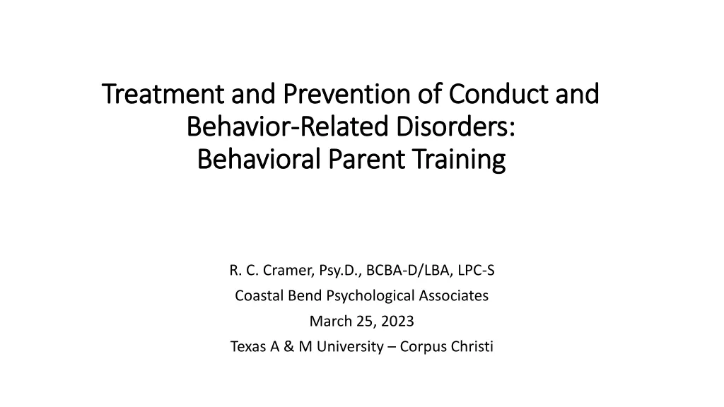 Understanding Parent Training for Conduct and Behavior Disorders