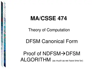 Theory of Computation: DFSM Canonical Form & Minimization Techniques