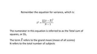 Variance and ANOVA Calculations for Data Analysis