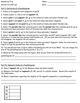 Parallelogram Properties and Proofs