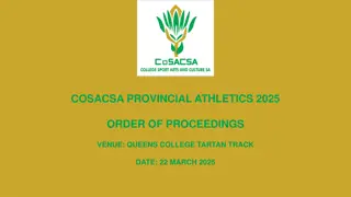 Provincial Athletics 2025 Order of Proceedings at Queen's College