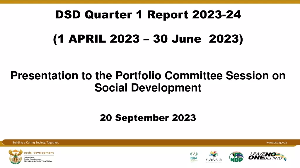 DSD Quarter 1 Report 2023-24 Performance Overview