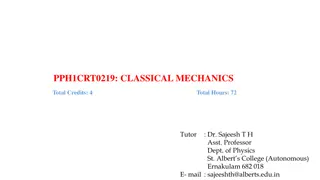 Classical Mechanics Course at St. Albert's College Ernakulam