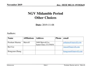 IEEE 802.11-19/1826r0 NGV Midamble Period Choices Discussion