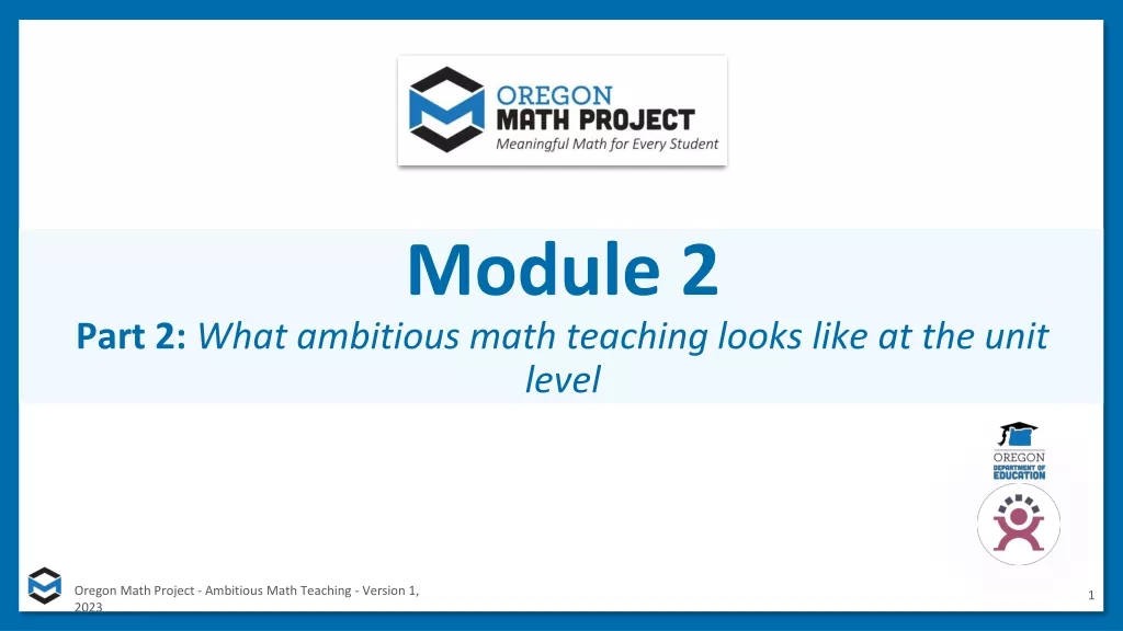 Ambitious Math Teaching at Unit Level - Session 10 Agenda