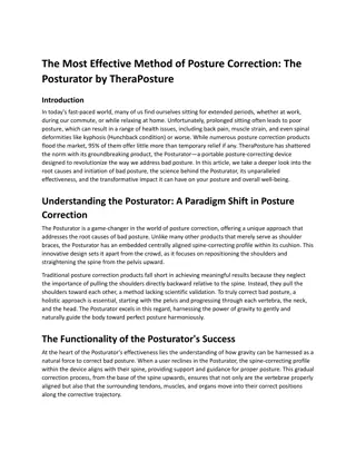 The Most Effective Method of Posture Correction