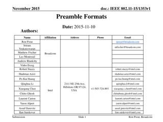 IEEE 802.11-15/1353r1 Preamble Formats and Author Details