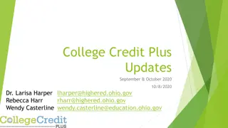 College Credit Plus Updates - September & October 2020