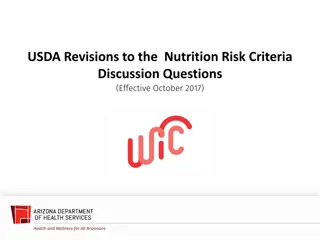 USDA Nutrition Risk Criteria Revisions 2017 - Discussion Questions