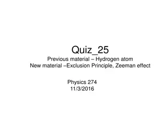 Hydrogen Atom and Exclusion Principle in Physics Quiz