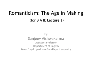 Romanticism: The Age in Making