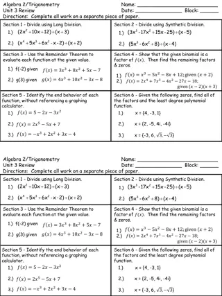 Algebra 2/Trigonometry Unit 3 Review & Test Review