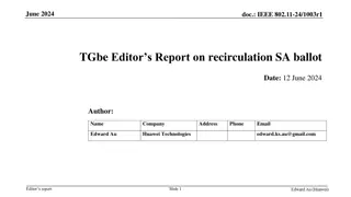 IEEE 802.11-24/1003r1 TGbe Editor's Report on Recirculation SA Ballot June 2024