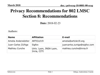 Privacy Recommendations for IEEE 802 LMSC Section 8 Revision Overview