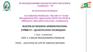 Solving Linear Programming Problems Using Simplex Method