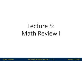 Justin Johnson EECS 442 WI 2020 Lecture 5 Review