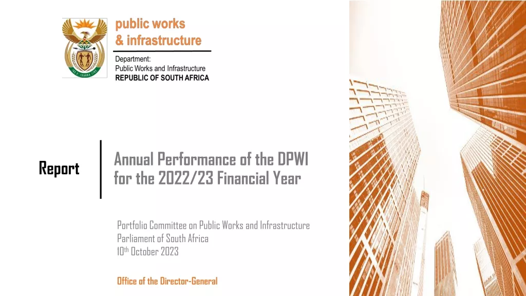 Annual Performance of the DPWI   for the 2022/23 Financial Year