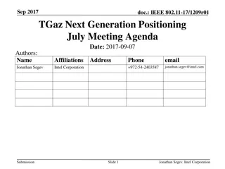 IEEE 802.11-17/1209r01 TGaz Next Generation Positioning Meeting