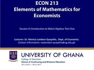 Matrix Algebra: Basics and Applications in Economics