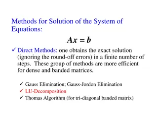 Methods for Solution of System of Equations: Direct and LU Decomposition Methods