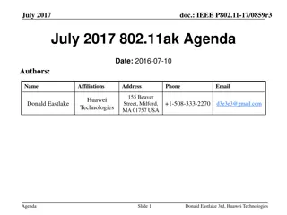 IEEE P802.11-17/0859r3 July 2017 Meeting Agenda