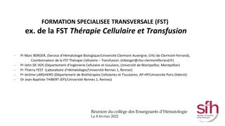 Formation Spécialisée Transversale (FST) - Thérapie Cellulaire et Transfusion Details 2022