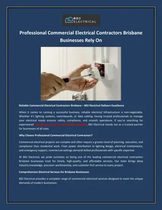 Professional Commercial Electrical Contractors Brisbane Businesses Rely On