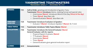 Yammertime Toastmasters Meeting on December 1, 2021 - Agenda & Announcements