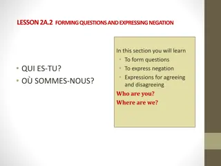 Forming Questions and Expressing Negation in French