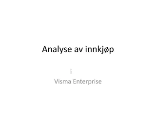 Advanced Analysis in Visma Enterprise