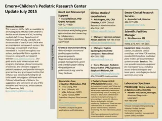 Pediatric Research Center Update July 2015: Grants, Resources & Services