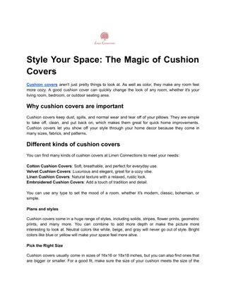 Style Your Space | The Magic of Cushion Covers