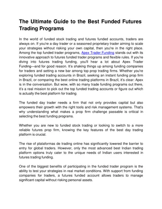 The Ultimate Guide to the Best Funded Futures Trading Programs