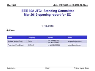 IEEE 802 JTC1 Standing Committee March 2019 Report