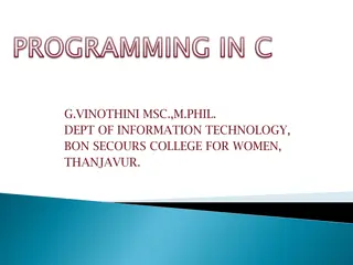 Evolution and Applications of Programming in C