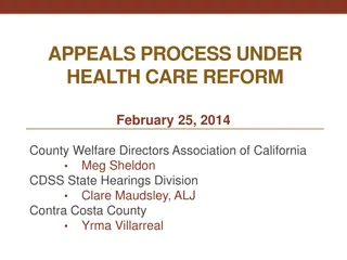 Appeals Process Under Health Care Reform Training Overview